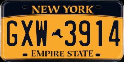 NY license plate GXW3914
