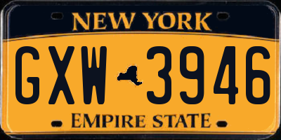 NY license plate GXW3946