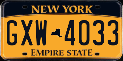 NY license plate GXW4033