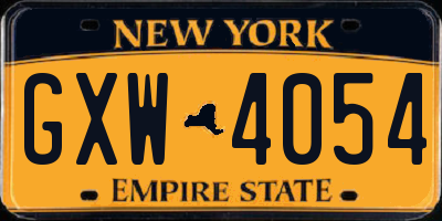NY license plate GXW4054