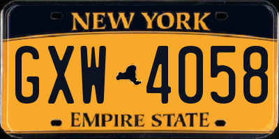 NY license plate GXW4058