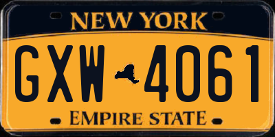 NY license plate GXW4061