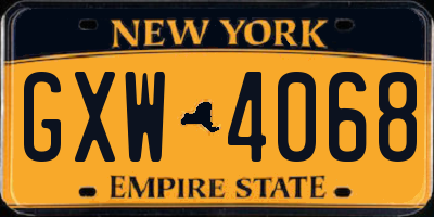 NY license plate GXW4068