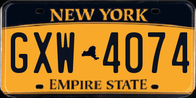 NY license plate GXW4074