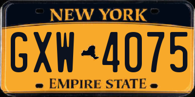 NY license plate GXW4075