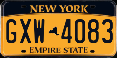NY license plate GXW4083