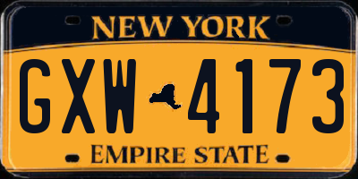 NY license plate GXW4173