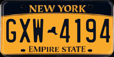 NY license plate GXW4194