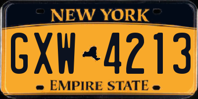 NY license plate GXW4213
