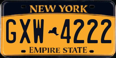 NY license plate GXW4222