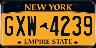 NY license plate GXW4239