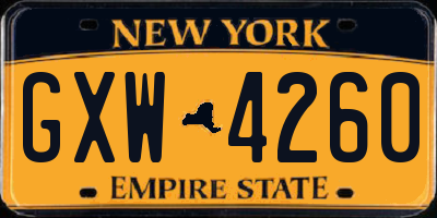 NY license plate GXW4260