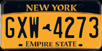 NY license plate GXW4273