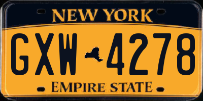 NY license plate GXW4278