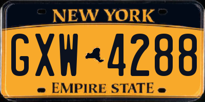 NY license plate GXW4288
