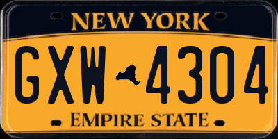 NY license plate GXW4304