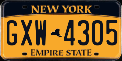 NY license plate GXW4305