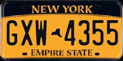 NY license plate GXW4355