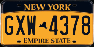 NY license plate GXW4378