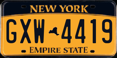 NY license plate GXW4419