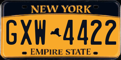 NY license plate GXW4422
