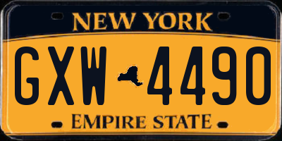 NY license plate GXW4490