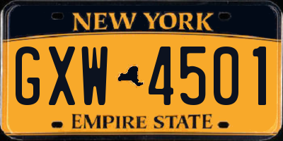 NY license plate GXW4501
