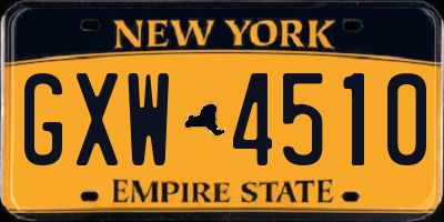 NY license plate GXW4510