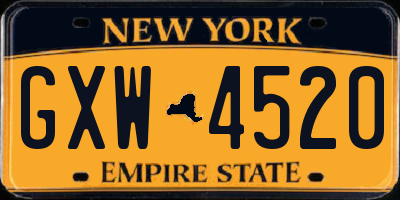 NY license plate GXW4520