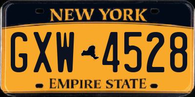 NY license plate GXW4528