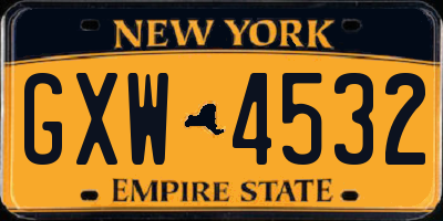 NY license plate GXW4532