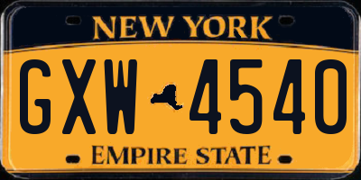 NY license plate GXW4540