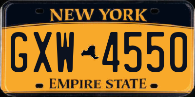 NY license plate GXW4550