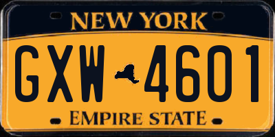 NY license plate GXW4601
