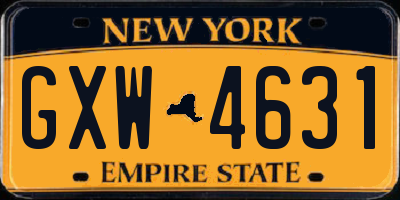 NY license plate GXW4631