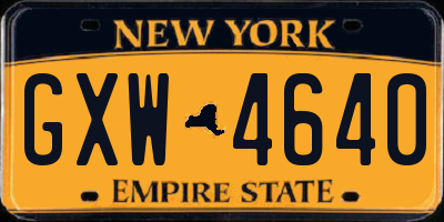 NY license plate GXW4640