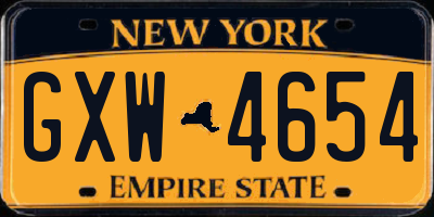 NY license plate GXW4654