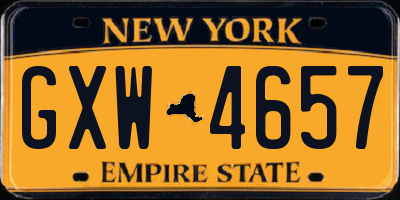 NY license plate GXW4657