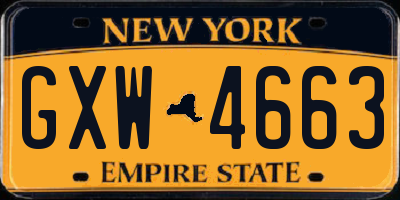 NY license plate GXW4663
