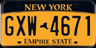 NY license plate GXW4671