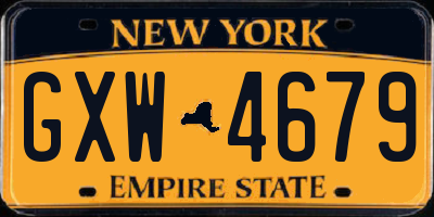 NY license plate GXW4679