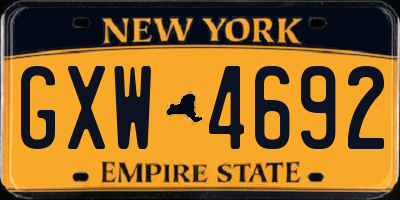 NY license plate GXW4692