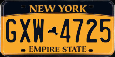NY license plate GXW4725
