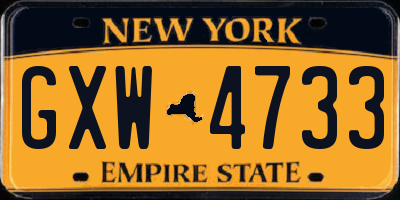 NY license plate GXW4733