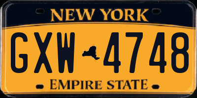 NY license plate GXW4748