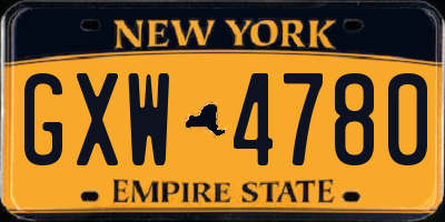 NY license plate GXW4780