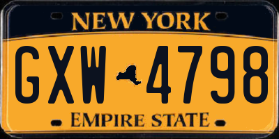 NY license plate GXW4798