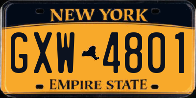 NY license plate GXW4801