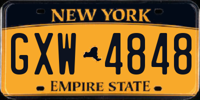 NY license plate GXW4848