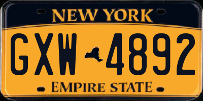 NY license plate GXW4892
